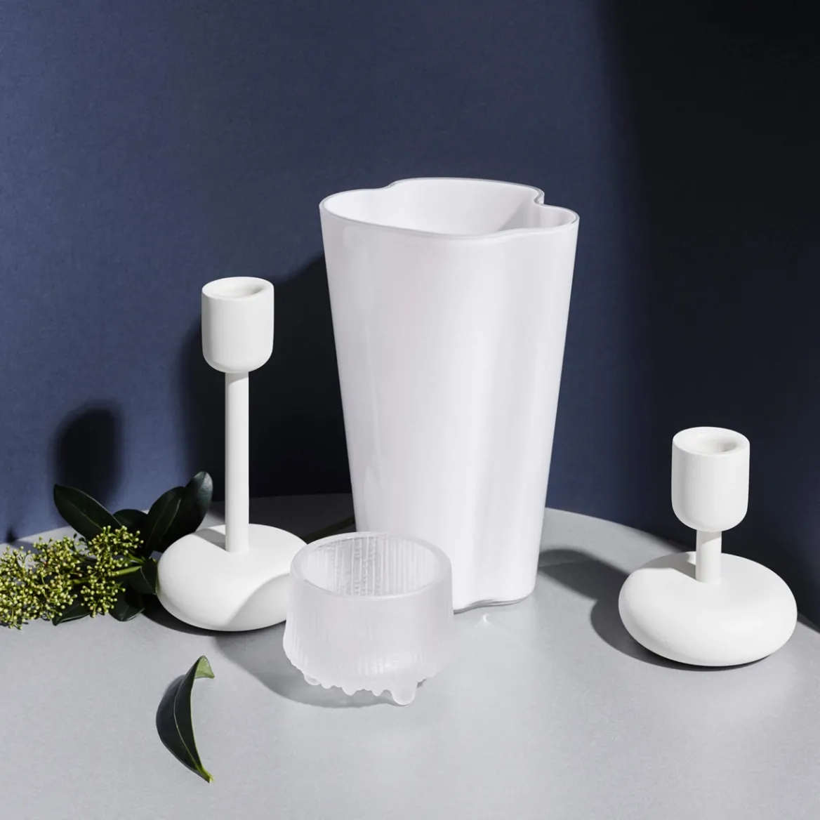 Ljusstake vitbig and small<IITTALA Sale